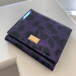 Dolce&Gabbana Purple Leopard Print Trifold Leather Wallet